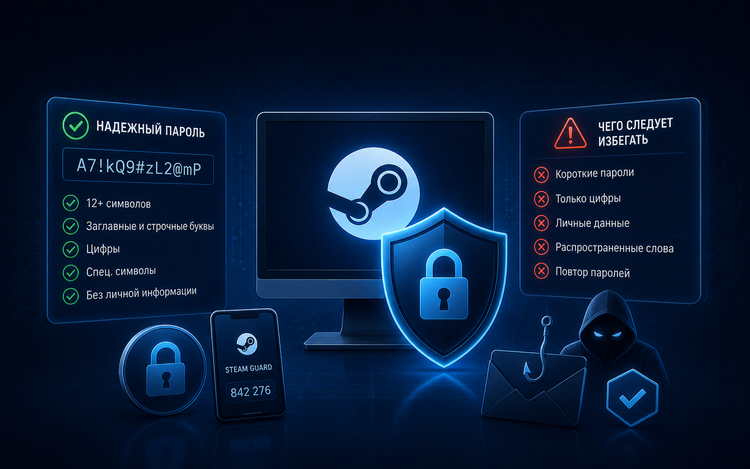 Надежный пароль для Steam: правила создания и защиты
