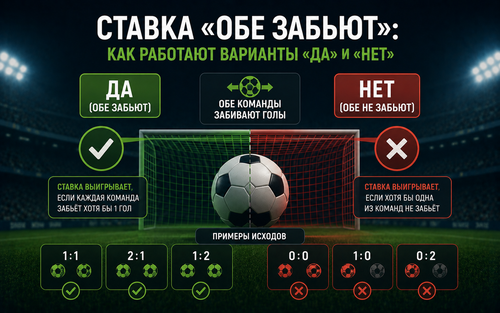 Ставка «обе забьют»: как работают варианты «да» и «нет»